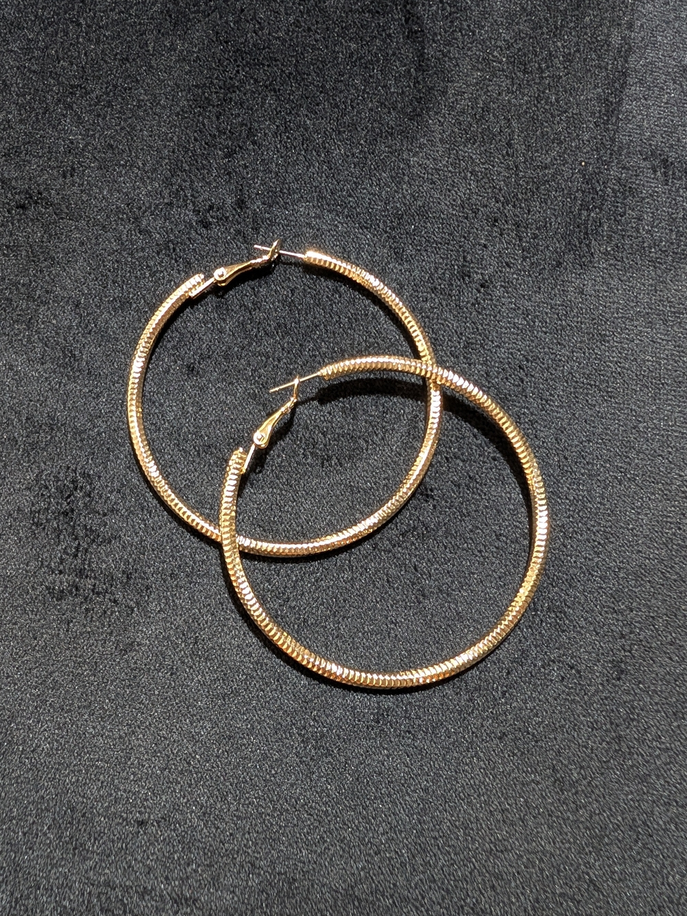 Classic Gold Tone Textured Hoop Earrings - Women Jewelry